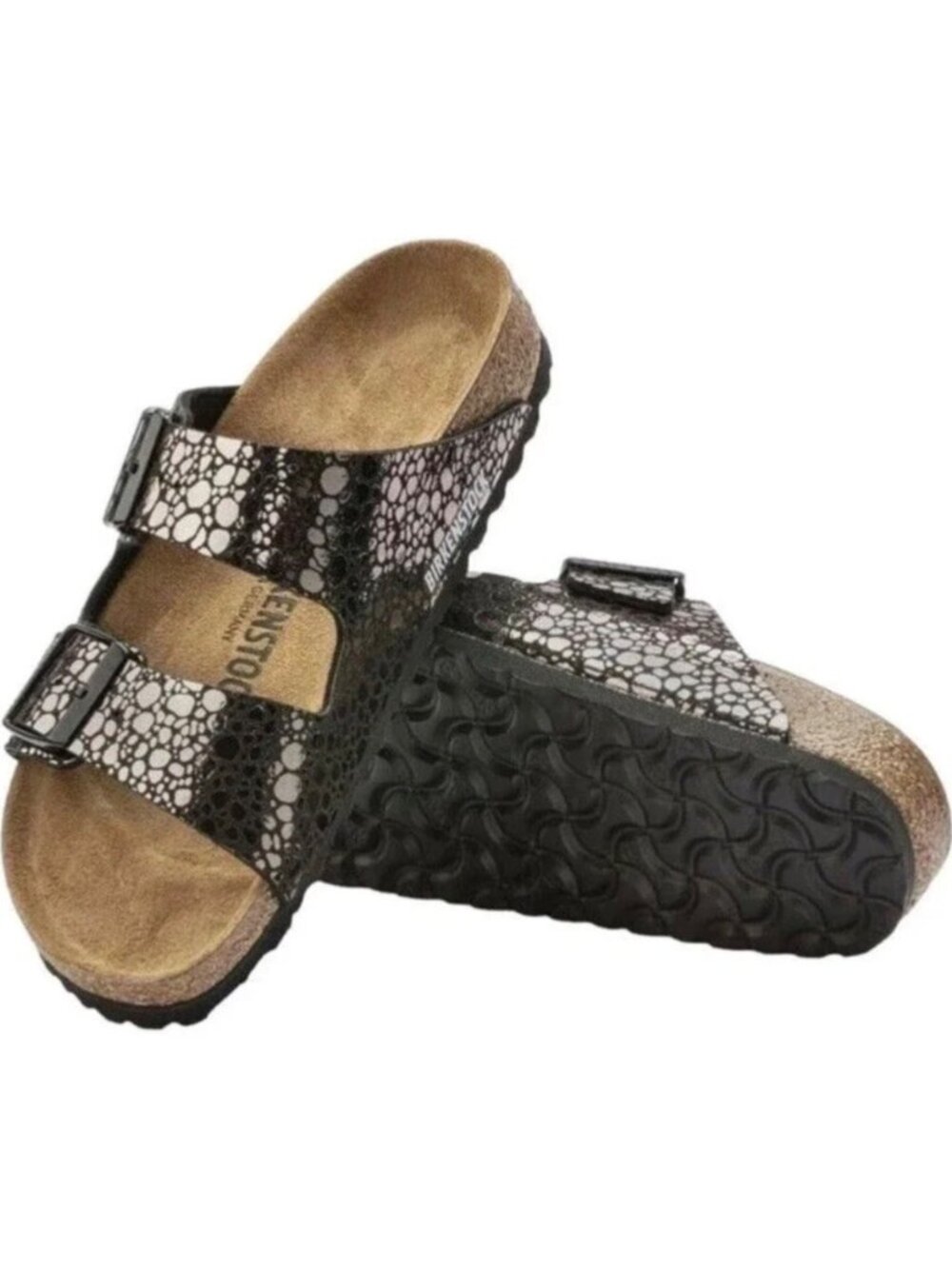 Birkenstock Arizona Metallic Stones Black Two Strap Sandals Size 6/37 New